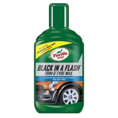 Dressing lucios pentru protectie chedere si anvelope TURTLE WAX Black In A Flash Trim and Tyre Wax TWFG52791, 300 ml