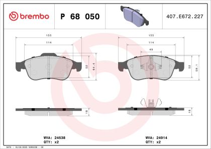 Placute frana BREMBO P68050