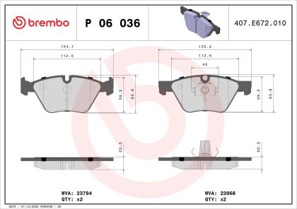 Placute frana BREMBO P06036