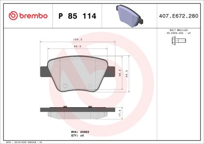 Placute frana BREMBO P85114