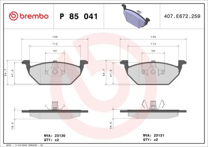 Placute frana BREMBO P85041X