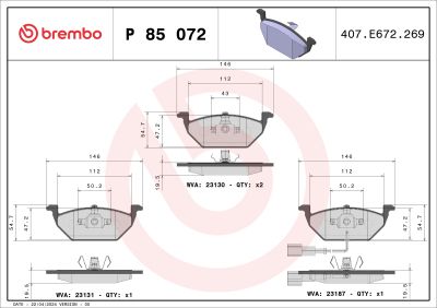 Placute frana BREMBO P85072