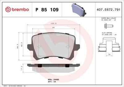 Placute frana BREMBO P85109