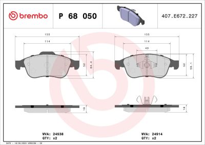 Placute frana BREMBO P68050