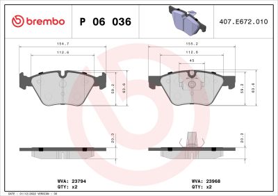 Placute frana BREMBO P06036
