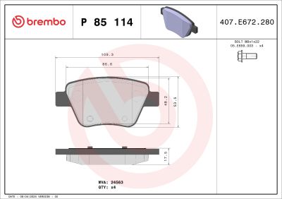 Placute frana BREMBO P85114